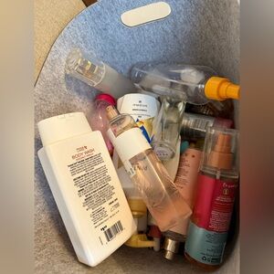 Miscellaneous box of perfumes, skin care, hair products, etc